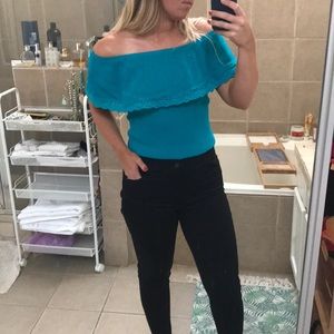 Blue Off the Shoulder Top